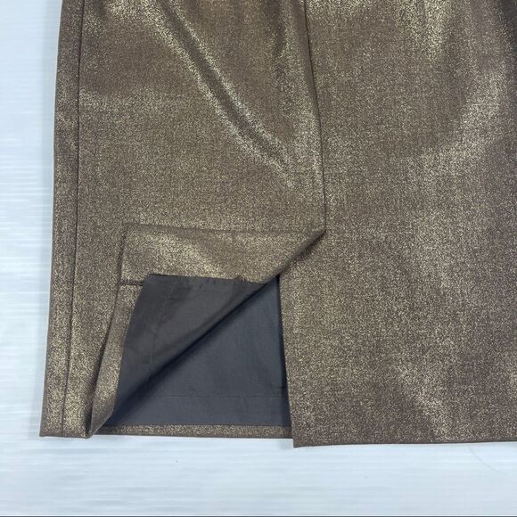 Eccoci Dress Party Cocktail Sheath Brown Gold Wool Women's 6 Bodycon - Picture 8 of 11